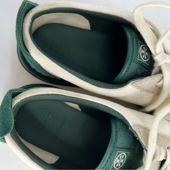TORY BURCH Mineral Green Ivory Canvas Marina Boat Sneaker 8M - Picture 10 of 11